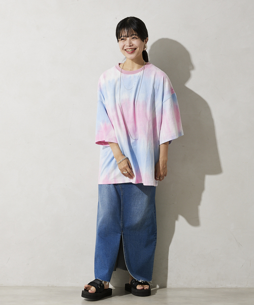 JOURNAL STANDARD relume（ジャーナルスタンダード　レリューム）の「タイダイ CREW NECK Tシャツ（Tシャツ/カットソー・メンズ・パープル/ネイビー/カーキ/ピンク/ブルー/グリーン・MEDIUM/LARGE）」の6枚目の写真