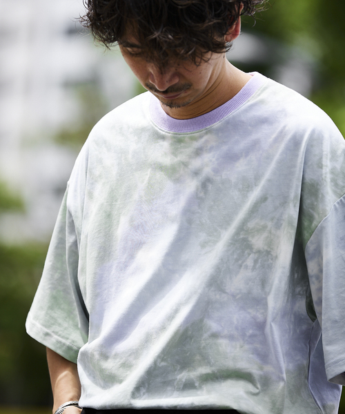 JOURNAL STANDARD relume（ジャーナルスタンダード　レリューム）の「タイダイ CREW NECK Tシャツ（Tシャツ/カットソー・メンズ・パープル/ネイビー/カーキ/ピンク/ブルー/グリーン・MEDIUM/LARGE）」の10枚目の写真