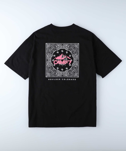 CAMP7（キャンプセブン）の「【CAMP7】バンダナプリントＴシャツ（Tシャツ/カットソー・レディース・ホワイト/ブラック/オレンジ・M/L）」の8枚目の写真