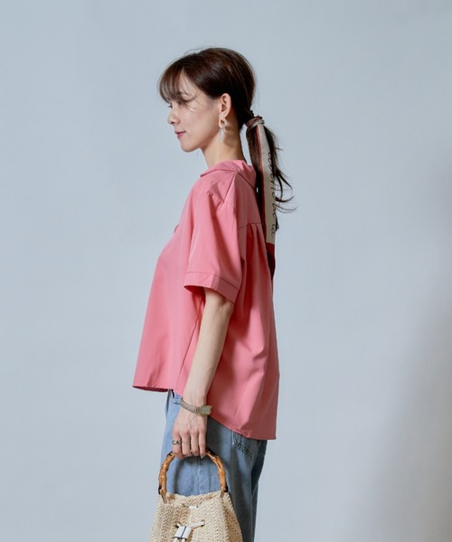 MAISON BREEZE（メゾンブリーズ）の「【MAISON BREEZE】2WAYオープンカラー半袖シャツ SCCH140（シャツ/ブラウス・レディース・ホワイト/ピンク/アイボリー・3/4）」の4枚目の写真