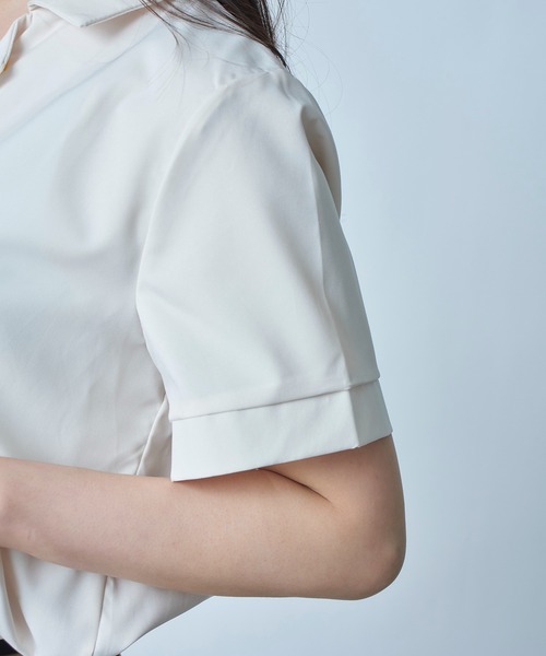 MAISON BREEZE（メゾンブリーズ）の「【MAISON BREEZE】2WAYオープンカラー半袖シャツ SCCH140（シャツ/ブラウス・レディース・ホワイト/ピンク/アイボリー・3/4）」の7枚目の写真