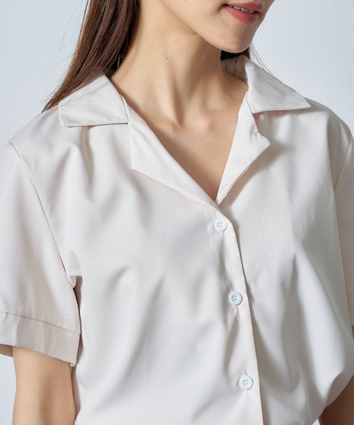 MAISON BREEZE（メゾンブリーズ）の「【MAISON BREEZE】2WAYオープンカラー半袖シャツ SCCH140（シャツ/ブラウス・レディース・ホワイト/ピンク/アイボリー・3/4）」の10枚目の写真