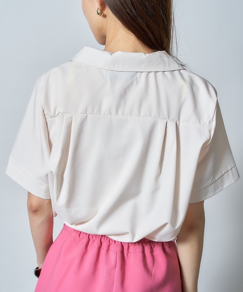 MAISON BREEZE（メゾンブリーズ）の「【MAISON BREEZE】2WAYオープンカラー半袖シャツ SCCH140（シャツ/ブラウス・レディース・ホワイト/ピンク/アイボリー・3/4）」の9枚目の写真