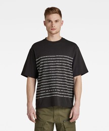 G-STAR | TEXT STRIPE BOXY T-SHIRT/ストライプ/ロゴT/オーバーサイズ(Tシャツ/カットソー)