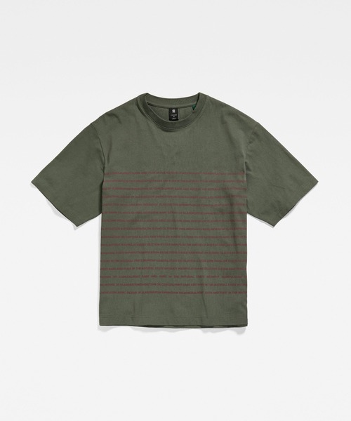 G-STAR（ジースター）の「TEXT STRIPE BOXY T-SHIRT/ストライプ/ロゴT/オーバーサイズ（Tシャツ/カットソー・メンズ・ベージュ/ライトグリーン/ダークブラック・SMALL/MEDIUM/LARGE/X-LARGE/X-SMALL/XX-LARGE）」の17枚目の写真