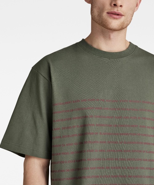 G-STAR（ジースター）の「TEXT STRIPE BOXY T-SHIRT/ストライプ/ロゴT/オーバーサイズ（Tシャツ/カットソー・メンズ・ベージュ/ライトグリーン/ダークブラック・SMALL/MEDIUM/LARGE/X-LARGE/X-SMALL/XX-LARGE）」の12枚目の写真