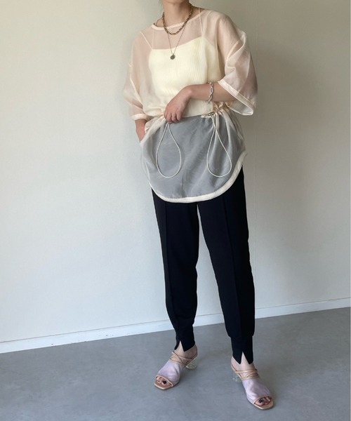 y/m by misato（イムバイミサト）の「ピンタックスリットパンツ（その他パンツ・レディース・ブラック/アイボリー・FREE）」の7枚目の写真