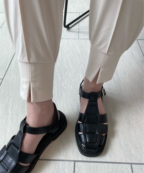 y/m by misato（イムバイミサト）の「ピンタックスリットパンツ（その他パンツ・レディース・ブラック/アイボリー・FREE）」の3枚目の写真