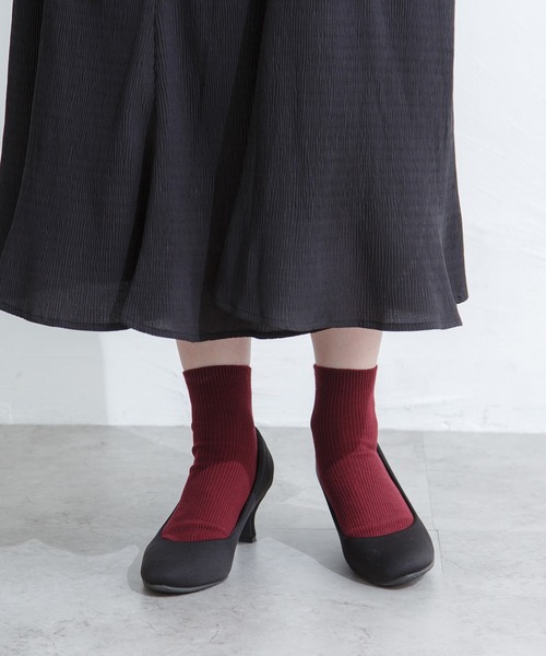 Honeys(ハニーズ)の「ショート丈リブソックス(ソックス/靴下・レディース・ホワイト/ブラック/オレンジ/イエロー/グリーン/レッド/ブルー/ベージュ・FREE)」の19枚目の写真