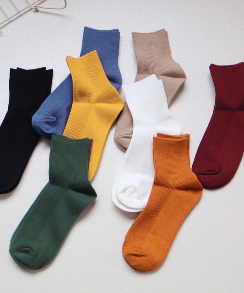 Honeys(ハニーズ)の「ショート丈リブソックス(ソックス/靴下・レディース・ホワイト/ブラック/オレンジ/イエロー/グリーン/レッド/ブルー/ベージュ・FREE)」の13枚目の写真