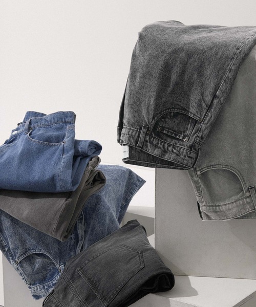 EMMA CLOTHES（エマクローズ）の「ヴィンテージライクワイドテーパードデニムパンツ EMMA CLOTHES（デニムパンツ・メンズ・ブラック/ネイビー/グレー/サックスブルー/インディゴブルー/ブルー系/ブラック系/グレー系/ブルー系2・S/M/L）」の14枚目の写真