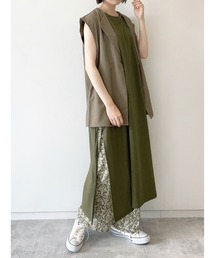 Samansa Mos2 blue | 肩タックサイドスリットワンピース(ワンピース)