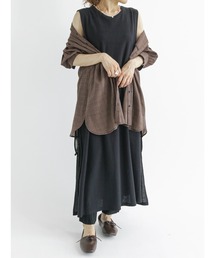 Samansa Mos2 blue | 肩タックサイドスリットワンピース(ワンピース)