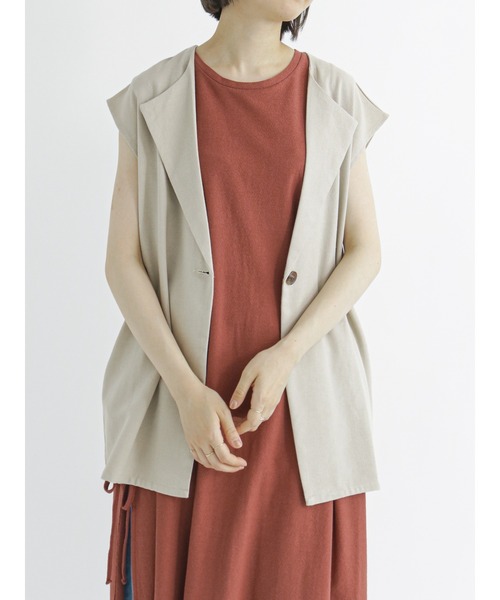 Samansa Mos2 blue（サマンサモスモスブルー）の「肩タックサイドスリットワンピース（ワンピース・レディース・レッド/カーキ/ブラック・ﾌﾘ-）」の8枚目の写真