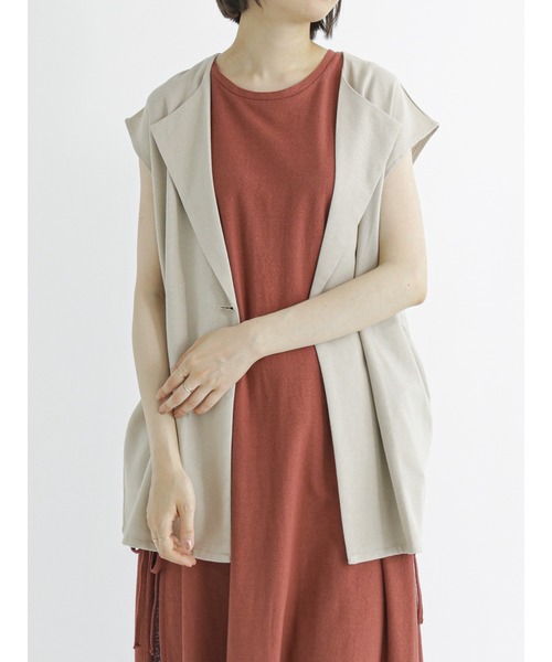 Samansa Mos2 blue（サマンサモスモスブルー）の「肩タックサイドスリットワンピース（ワンピース・レディース・レッド/カーキ/ブラック・ﾌﾘ-）」の9枚目の写真