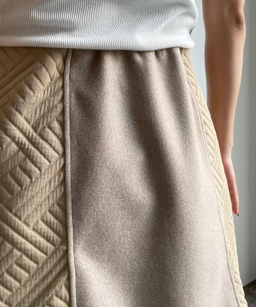 DouDou（ドゥドゥ）の「キルト切替メルトンミニスカート（スカート・レディース・ブラック/ベージュ/モカ・FREE）」の18枚目の写真