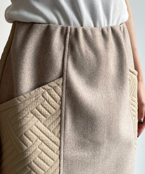 DouDou（ドゥドゥ）の「キルト切替メルトンミニスカート（スカート・レディース・ブラック/ベージュ/モカ・FREE）」の22枚目の写真