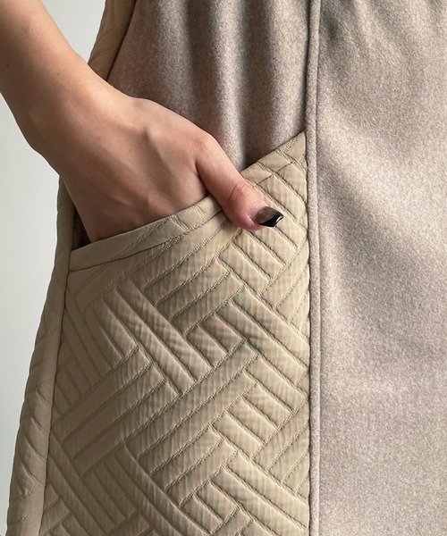 DouDou（ドゥドゥ）の「キルト切替メルトンミニスカート（スカート・レディース・ブラック/ベージュ/モカ・FREE）」の7枚目の写真