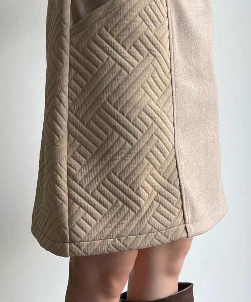 DouDou（ドゥドゥ）の「キルト切替メルトンミニスカート（スカート・レディース・ブラック/ベージュ/モカ・FREE）」の14枚目の写真