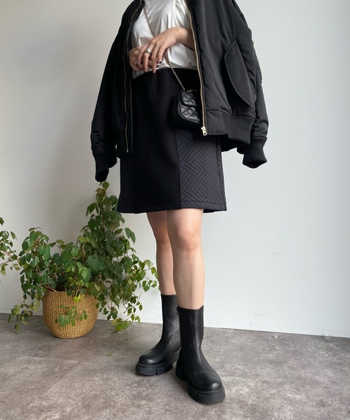 DouDou（ドゥドゥ）の「キルト切替メルトンミニスカート（スカート・レディース・ブラック/ベージュ/モカ・FREE）」の19枚目の写真