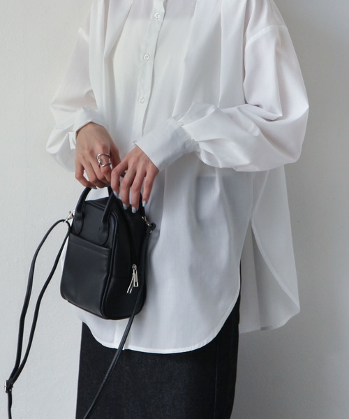 Chillfar（チルファー）の「スタンドカラータックブラウス（シャツ/ブラウス・レディース・ホワイト/ブラック/グレイッシュベージュ/カーキ系・FREE）」の7枚目の写真