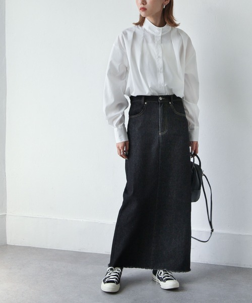 Chillfar（チルファー）の「スタンドカラータックブラウス（シャツ/ブラウス・レディース・ホワイト/ブラック/グレイッシュベージュ/カーキ系・FREE）」の9枚目の写真