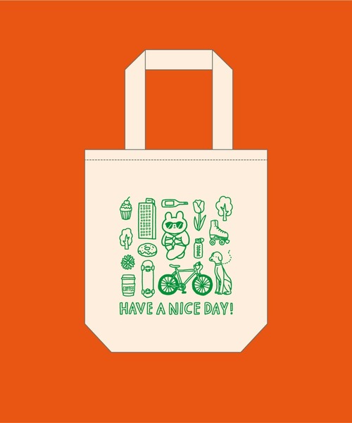 CIAOPANIC(チャオパニック)の「【きっこうちゃん×CIAOPANIC】コラボバッグ(HAVE A NICE DAY!)(トートバッグ・メンズ・イエロー/ライム/ピンク/アイボリー/ブラック・FREE)」の1枚目の写真