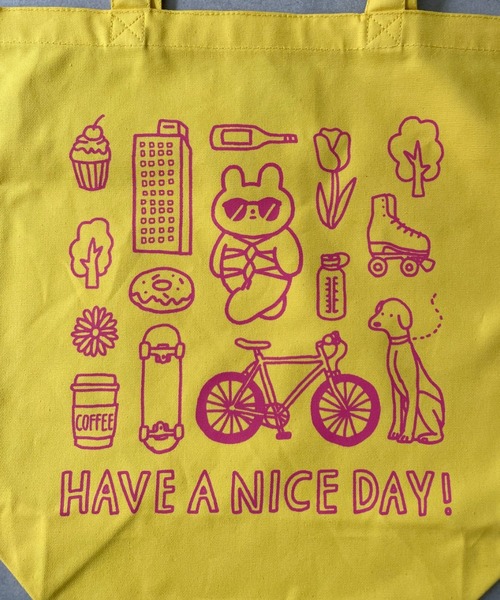 CIAOPANIC(チャオパニック)の「【きっこうちゃん×CIAOPANIC】コラボバッグ(HAVE A NICE DAY!)(トートバッグ・メンズ・イエロー/ライム/ピンク/アイボリー/ブラック・FREE)」の14枚目の写真