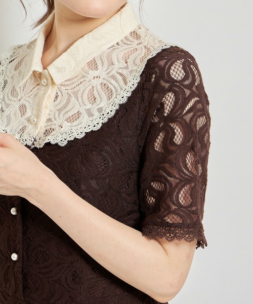 【新作入荷!!】  tocco closet（トッコ クローゼット）の「襟付きパールボタン ワンピース