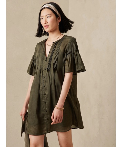 【BANANA REPUBLIC】ラミー ピンタックワンピース Banana Republic（バナナリパブリック）の「ラミー ピンタック