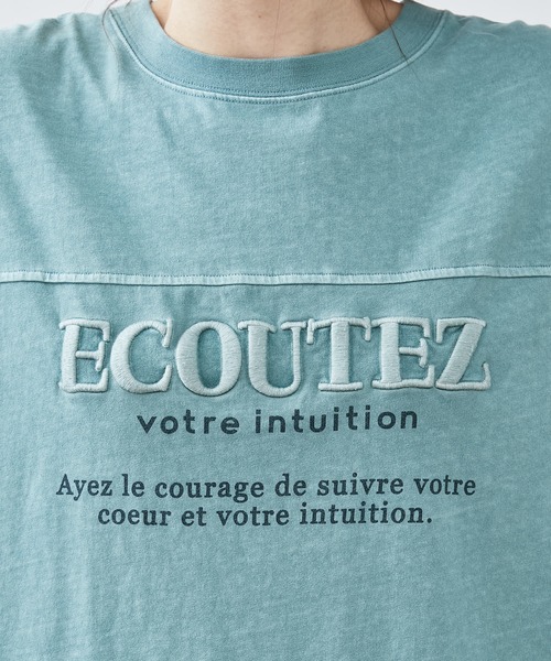 PUAL CE CIN(ピュアルセシン)の「シリコン刺繍ピグメントTシャツ(Tシャツ/カットソー・レディース・ブラック/グリーン系その他/グレイッシュベージュ/ピンク・FREE)」の10枚目の写真