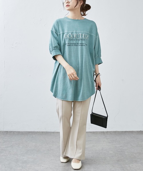 PUAL CE CIN(ピュアルセシン)の「シリコン刺繍ピグメントTシャツ(Tシャツ/カットソー・レディース・ブラック/グリーン系その他/グレイッシュベージュ/ピンク・FREE)」の20枚目の写真