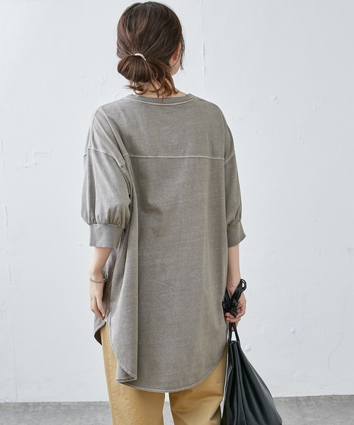 PUAL CE CIN(ピュアルセシン)の「シリコン刺繍ピグメントTシャツ(Tシャツ/カットソー・レディース・ブラック/グリーン系その他/グレイッシュベージュ/ピンク・FREE)」の11枚目の写真