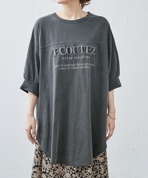 PUAL CE CIN(ピュアルセシン)の「シリコン刺繍ピグメントTシャツ(Tシャツ/カットソー・レディース・ブラック/グリーン系その他/グレイッシュベージュ/ピンク・FREE)」の15枚目の写真