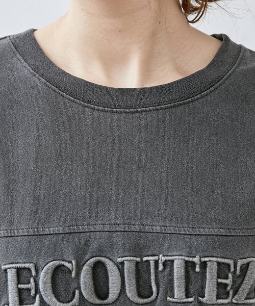 PUAL CE CIN(ピュアルセシン)の「シリコン刺繍ピグメントTシャツ(Tシャツ/カットソー・レディース・ブラック/グリーン系その他/グレイッシュベージュ/ピンク・FREE)」の7枚目の写真