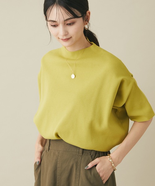 CRAFT STANDARD BOUTIQUE(クラフトスタンダードブティック)の「超軽量アップスリーブニットプルオーバー *(ニット/セーター・レディース・ブラック/ブルーグリーン/ベージュ/イエロー・FREE)」の4枚目の写真