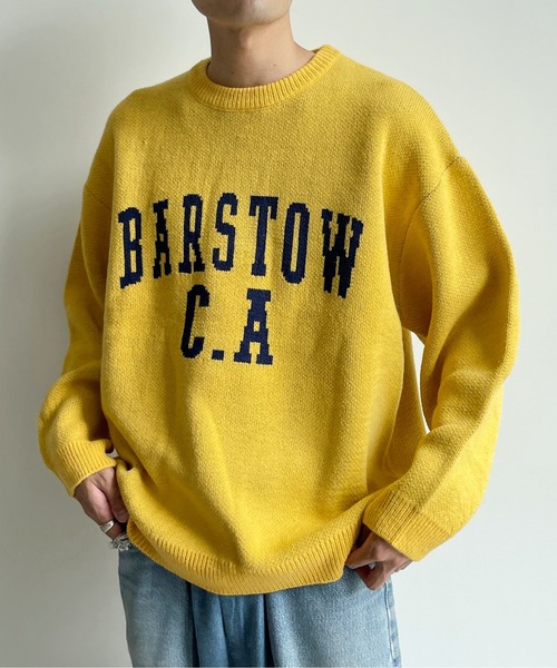 CPCM（シーピーシーエム）の「カレッジロゴクルーネックニット（ニット/セーター・メンズ・ベージュ/サックスブルー/マスタード・MEDIUM/LARGE）」の3枚目の写真