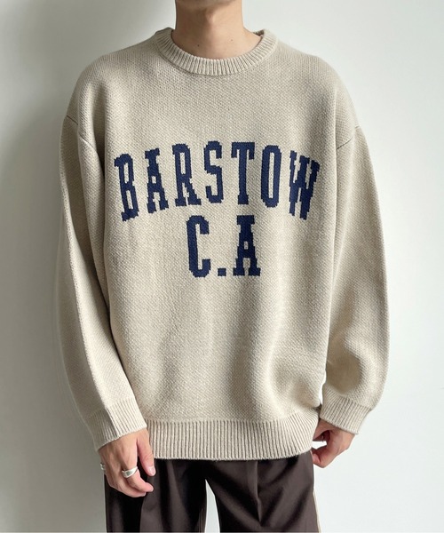 CPCM（シーピーシーエム）の「カレッジロゴクルーネックニット（ニット/セーター・メンズ・ベージュ/サックスブルー/マスタード・MEDIUM/LARGE）」の4枚目の写真