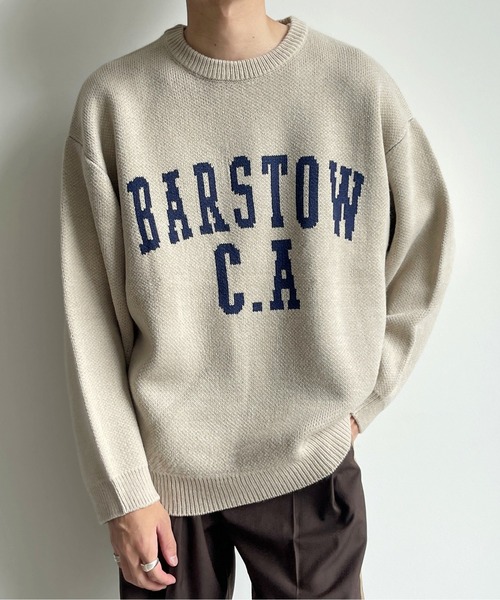 CPCM（シーピーシーエム）の「カレッジロゴクルーネックニット（ニット/セーター・メンズ・ベージュ/サックスブルー/マスタード・MEDIUM/LARGE）」の5枚目の写真