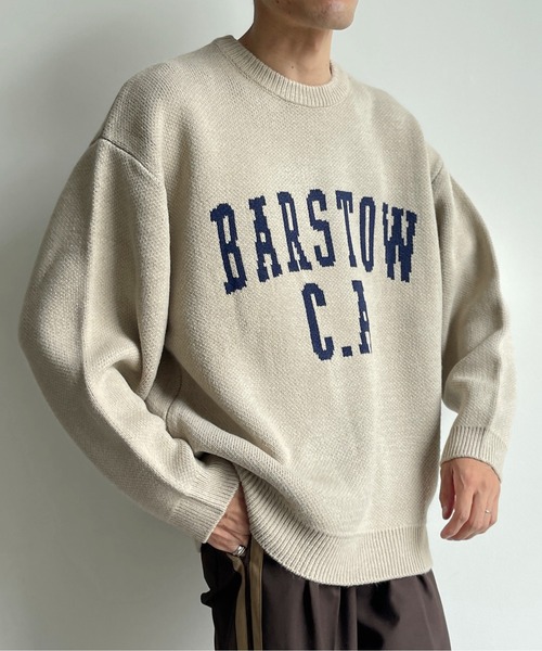 CPCM（シーピーシーエム）の「カレッジロゴクルーネックニット（ニット/セーター・メンズ・ベージュ/サックスブルー/マスタード・MEDIUM/LARGE）」の6枚目の写真