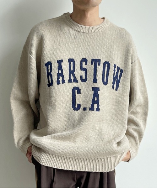 CPCM（シーピーシーエム）の「カレッジロゴクルーネックニット（ニット/セーター・メンズ・ベージュ/サックスブルー/マスタード・MEDIUM/LARGE）」の7枚目の写真