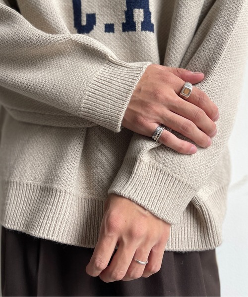 CPCM（シーピーシーエム）の「カレッジロゴクルーネックニット（ニット/セーター・メンズ・ベージュ/サックスブルー/マスタード・MEDIUM/LARGE）」の12枚目の写真