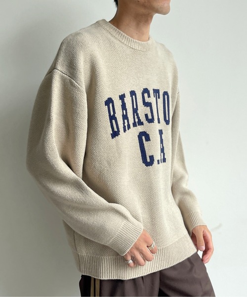 CPCM（シーピーシーエム）の「カレッジロゴクルーネックニット（ニット/セーター・メンズ・ベージュ/サックスブルー/マスタード・MEDIUM/LARGE）」の9枚目の写真