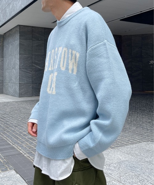 CPCM（シーピーシーエム）の「カレッジロゴクルーネックニット（ニット/セーター・メンズ・ベージュ/サックスブルー/マスタード・MEDIUM/LARGE）」の15枚目の写真