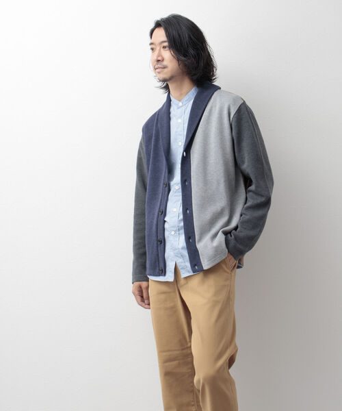 NOLLEY'S goodman(ノーリーズグッドマン)の「ミラノリブ ショールカラーカーディガン(カーディガン/ボレロ・メンズ・パープル/ネイビー/ベージュ系その他/ブルー系その他/イエロー/ブルー・XL/M/S/L)」の14枚目の写真