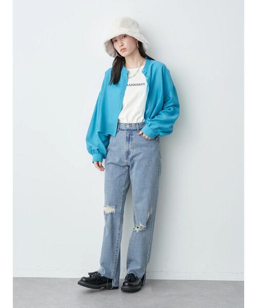 earth music&ecology（アースミュージックアンドエコロジー）の「クロップドボックスシャツ（シャツ/ブラウス・レディース・ブラック/オフホワイト/ピンク/ブルー・FREE）」の22枚目の写真