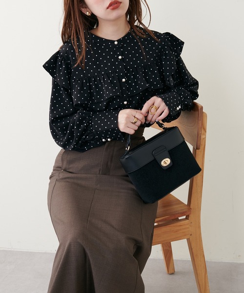 セール】ヨークフリル細ヒモリボンブラウス（シャツ/ブラウス