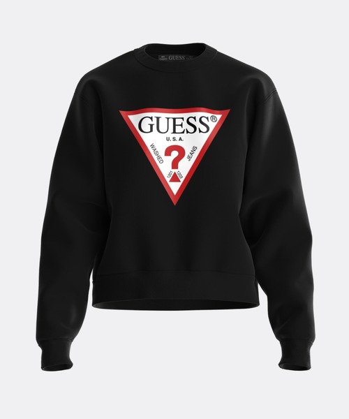 Guess（ゲス）の「Triangle Logo Crew-Neck Fleece Sweat（スウェット・レディース・ブラック/ホワイト・SMALL/MEDIUM/X-SMALL）」の5枚目の写真
