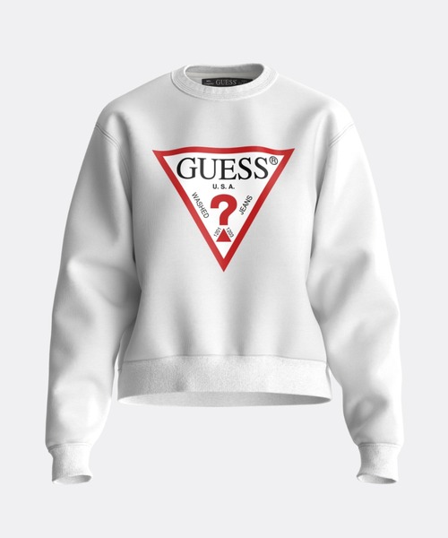 Guess（ゲス）の「Triangle Logo Crew-Neck Fleece Sweat（スウェット・レディース・ブラック/ホワイト・SMALL/MEDIUM/X-SMALL）」の6枚目の写真