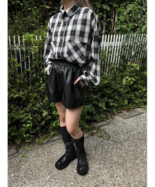 WC(ダブル シー)の「チェックビッグシャツ(シャツ/ブラウス・レディース・ブラック/ブラウン/ブルー/グリーン・FREE)」の13枚目の写真